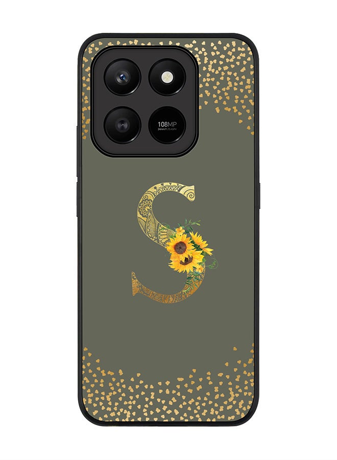 For Honor X7d 4G / X7d 5G / 400 Smart Case,Slim fit Camera Protection, Shockproof Thin Phone cover  - Custom Floral Monogram - S  (Olive Green )